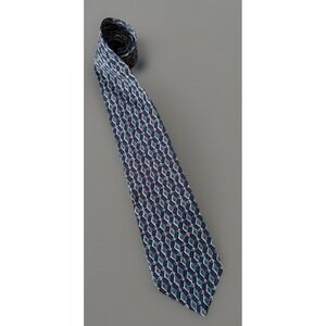 Zylos George Machado Neckwear Tie Blue Gray Diamond Pattern USA 100% Silk JBHS
